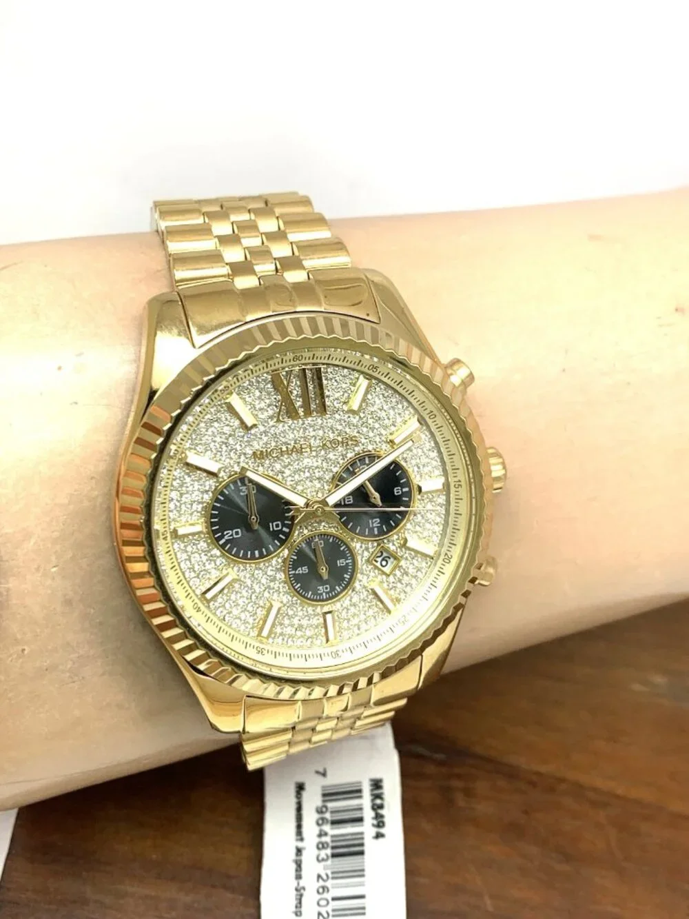 Michael Kors Men's Watch MK8494 Quartz Chronograph Gemmed Gold Stainless Steel